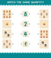 Match the same quantity of christmas. Counting game. Educational game for pre shool years kids and toddlers vector