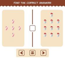 Find the correct answers of cartoon christmas. Searching and Counting game. Educational game for pre shool years kids and toddlers vector