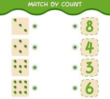 Match by count of cartoon bok choy. Match and count game. Educational game for pre shool years kids and toddlers vector