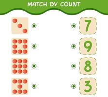 Match by count of cartoon tomato. Match and count game. Educational game for pre shool years kids and toddlers vector