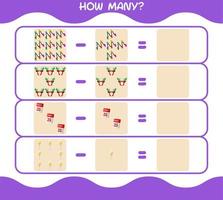 How many cartoon christmas. Counting game. Educational game for pre shool years kids and toddlers vector