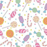 Cartoon candies seamless pattern on white background vector