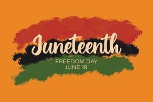 Pan African red black green flag on yellow background. simple vector horizontal greeting card for Juneteenth celebration on June 19.