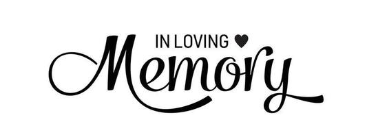 en memoria amorosa. Letras de tinta negra vectorial aisladas sobre fondo blanco. caligrafía cursiva funeraria, clip art de tarjeta conmemorativa vector