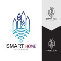 Wifi House Vector Logo.Smart City Tech Icon Vector. City Net Logo Concept Vector