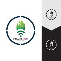 Wifi House Vector Logo.Smart City Tech Icon Vector. City Net Logo Concept Vector