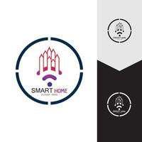 Wifi House Vector Logo.Smart City Tech Icon Vector. City Net Logo Concept Vector