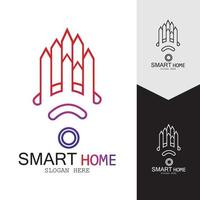 Wifi House Vector Logo.Smart City Tech Icon Vector. City Net Logo Concept Vector