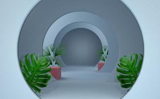 Podium with geometric shapes empty in sky blue pastel composition for modern stage display and minimalist mockup ,abstract showcase background ,Concept 3d illustration or 3d render photo