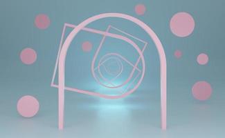 gate empty with geometric shapes  in sky blue pastel composition for modern stage display and minimalist mockup ,abstract showcase background ,Concept 3d illustration or 3d render photo