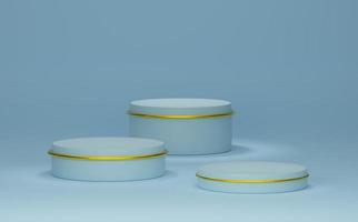 Podium empty with geometric shapes  in sky blue pastel composition for modern stage display and minimalist mockup ,abstract showcase background ,Concept 3d illustration or 3d render photo