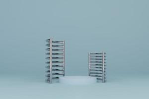 Podium with geometric shapes empty in sky blue pastel composition for modern stage display and minimalist mockup ,abstract showcase background ,Concept 3d illustration or 3d render photo
