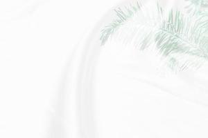 green palm leaves pattern overlay with white fabric texture soft blur background photo