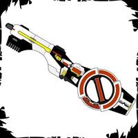 Vector illustration objects super hero masked rider faiz blaster device gun mode