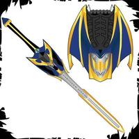 Vector illustration objects super hero masked rider knight survive device sword - shield mode