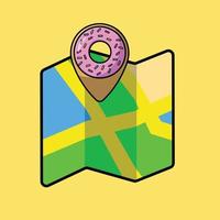 Doughnut Maps Spot Cartoon Vector Icon Illustration. Food Business Icon Concept Isolated Premium Vector.