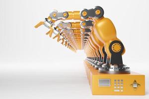 robot arm on white background with 3d rendering photo