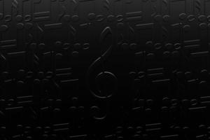 clave de sol y notas musicales sobre un fondo negro. diseño. ilustración 3d foto
