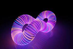 3D illustration, neon illusion isometric abstract shapes colorful shapes intertwined photo