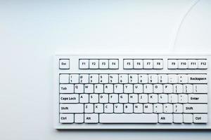 3d illustration, close up of the realistic computer or laptop keyboard  on  white background .  Gaming keyboard with LED backlit photo