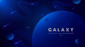 Horizontal space background with abstract shape and planets. Web design. Space exploring. Vector illustration of galaxy. Concept of web banner.