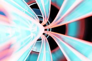3d illustration of a portal from a circle,  walkway.  A close up of a pink round monocrome tunnel. photo