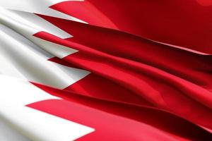 The national flag of Bahrain from textiles close up in three versions, soft focus photo