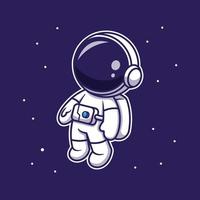 lindo astronauta flotando en el espacio ilustración de icono de vector de dibujos animados. tecnología ciencia icono concepto aislado vector premium. estilo de dibujos animados plana