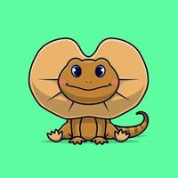 Cute Frilled Neck Lizard Cartoon Vector Icon Illustration.  Animal Nature Icon Concept Isolated Premium Vector. Flat  Cartoon Style
