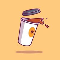 Flying Coffee Vector Icon Illustration. Coffee Drink Icon  Concept Isolated Premium Vector. Flat Cartoon Style