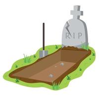 open grave and headstone Concept for Halloween day vector