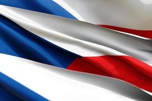 The national flag of  Czech from textiles close up in three versions, soft focus photo