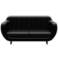 3d illustration of an  black sofa in a retro 60s style on a white  background photo