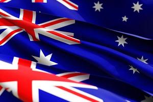 The national flag of Australia   from textiles close up in three versions, soft focus photo