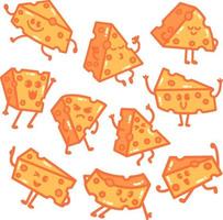 ilustración de doodle de dibujos animados de queso vector