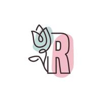 flor alfabeto r logotipo vector