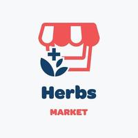 logotipo del mercado de hierbas vector