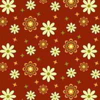 Pattern groovy trippy daisy. 70s vibes floral background. Seamless pattern for tablecloth, oilcloth, bedclothes or other textile design vector