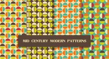 Mid century modern geometric patterns set. Half circle background for bedding, tablecloth, oilcloth or other textile design in retro style vector