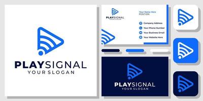 Play Button Signal Video Media Technology Modern Simple Icon Logo Design with Business Card Template vector