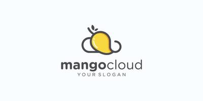 nube mango fruta clima creativo comida cielo manzana jugoso melocotón naranja piña vector logo diseño