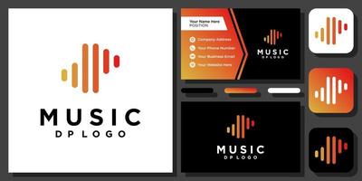 iniciales letra dp dp volumen de sonido voz audio música vector abstracto diseño de logotipo con tarjeta de visita