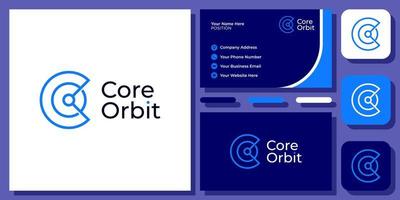 Initials Letter CO OC Connect Connection Technology Circle Vector Logo Design with Business Card