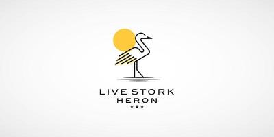 Stork Crane Heron Minimal Simple Animal Fly Bird Wing Nature Silhouette Vector Logo Design