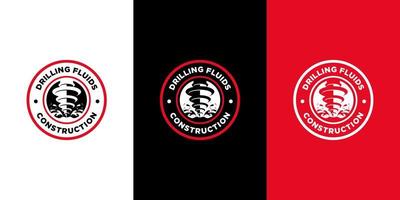 Emblem Drilling Drill Construction Industry Badge Circle Industrial Retro Simple Modern Vector Logo Design