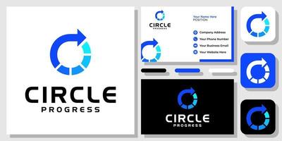 Circle Progress Arrow Success Growth Gradient Blue Modern Logo Design with Business Card Template vector