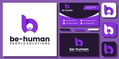 Initial Letter B People Human Job Community Profile Modern Logo Design with Business Card Template vector