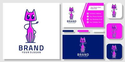 Alien Cat Cartoon Mascot Ufo Astronaut Cosmos Galaxy Monster Logo Design with Business Card Template