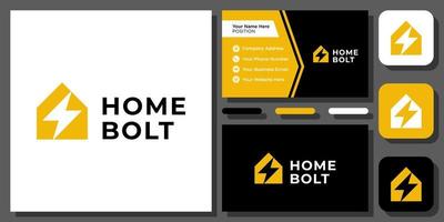 casa voltios casa perno edificio trueno eléctrico bienes raíces icono vector logo diseño con tarjeta de visita