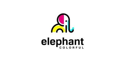 Simple Elephant Animal Wild Mammal Cute Zoo Wildlife Safari Vector Logo Design